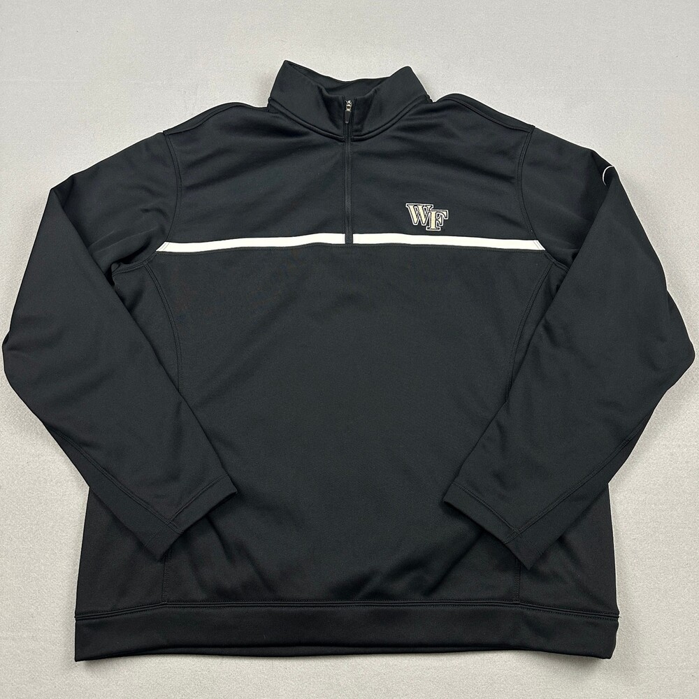 Wake Forest Demon Deacons Sweater Men Large Black Nike 1/4 Zip Therma Fit NCAA L